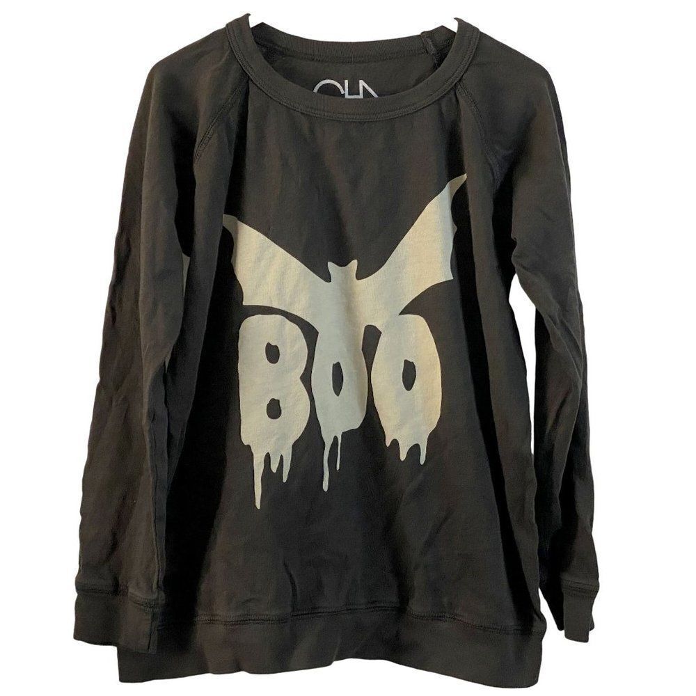 Chaser Boys Girls Boo Bat Long Sleeve Gray Tee Top Sz 6 Kids Cotton NWOT